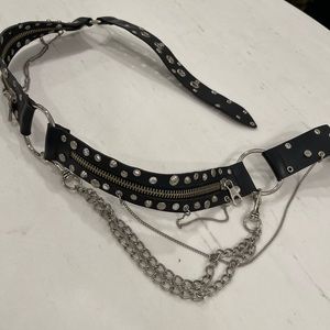 Black chain and zipper belt